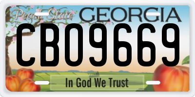 GA license plate CBO9669