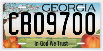 GA license plate CBO9700