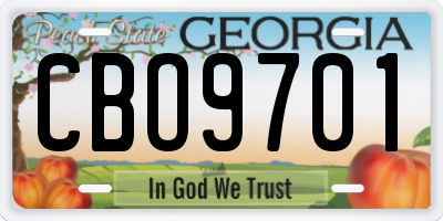 GA license plate CBO9701
