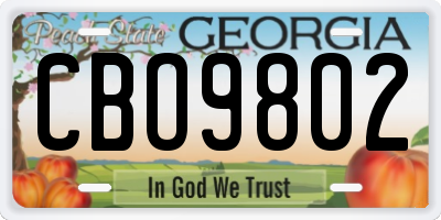 GA license plate CBO9802