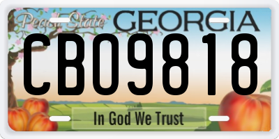 GA license plate CBO9818
