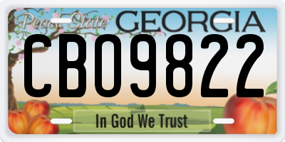 GA license plate CBO9822