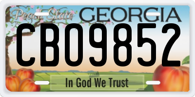 GA license plate CBO9852