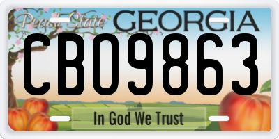 GA license plate CBO9863