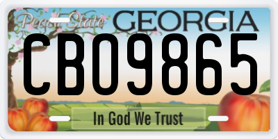 GA license plate CBO9865