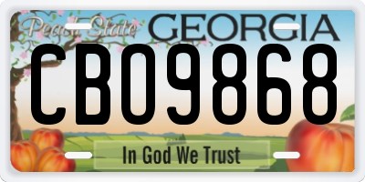 GA license plate CBO9868