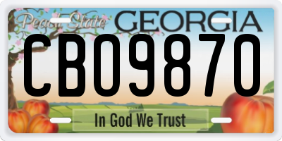 GA license plate CBO9870