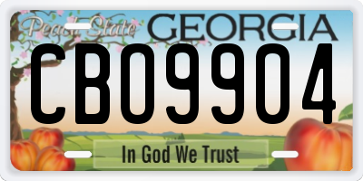 GA license plate CBO9904