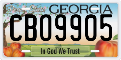 GA license plate CBO9905