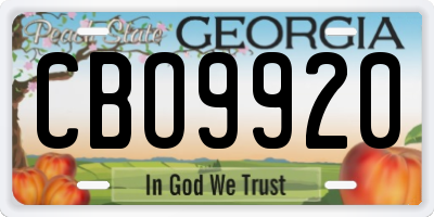 GA license plate CBO9920