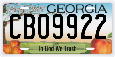 GA license plate CBO9922