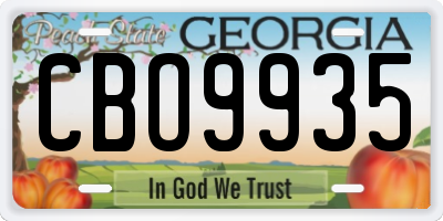 GA license plate CBO9935