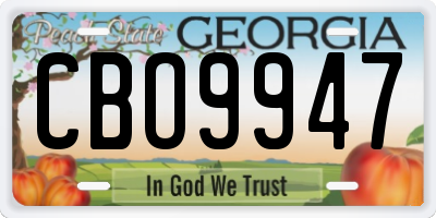 GA license plate CBO9947