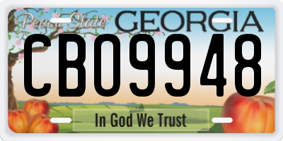 GA license plate CBO9948