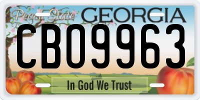GA license plate CBO9963