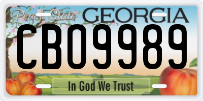 GA license plate CBO9989