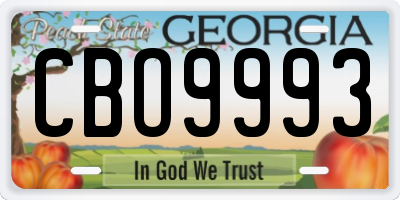GA license plate CBO9993