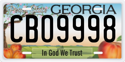 GA license plate CBO9998