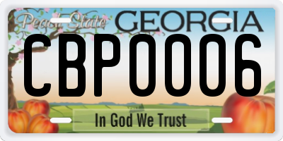 GA license plate CBP0006