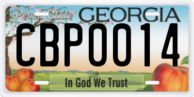 GA license plate CBP0014