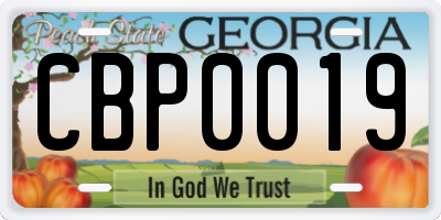 GA license plate CBP0019