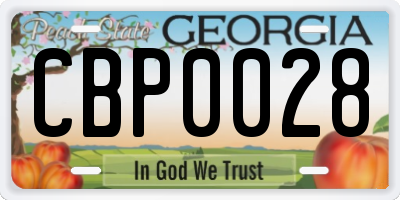 GA license plate CBP0028