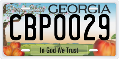 GA license plate CBP0029