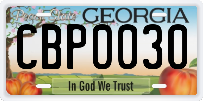 GA license plate CBP0030