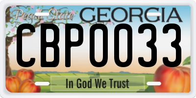 GA license plate CBP0033