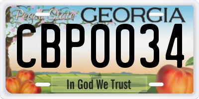 GA license plate CBP0034
