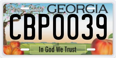 GA license plate CBP0039