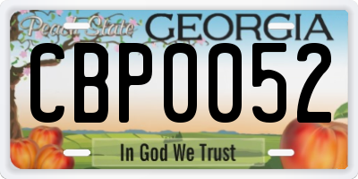 GA license plate CBP0052