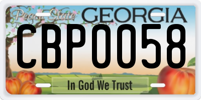 GA license plate CBP0058