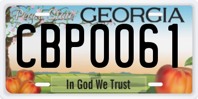 GA license plate CBP0061