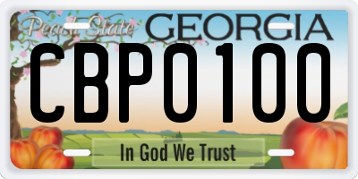 GA license plate CBP0100