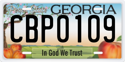 GA license plate CBP0109