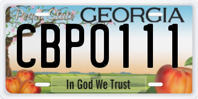 GA license plate CBP0111