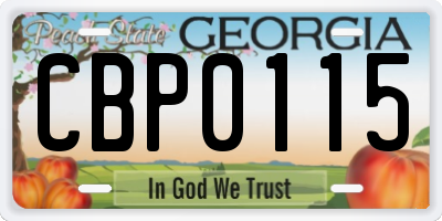 GA license plate CBP0115