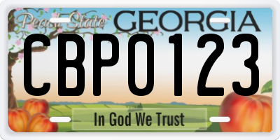 GA license plate CBP0123