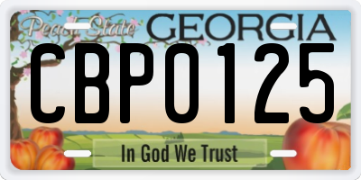 GA license plate CBP0125