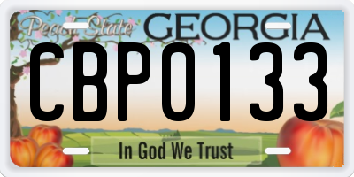 GA license plate CBP0133