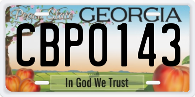 GA license plate CBP0143