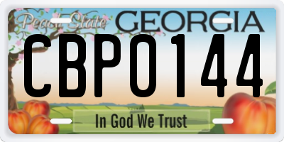 GA license plate CBP0144