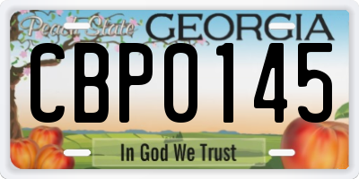 GA license plate CBP0145