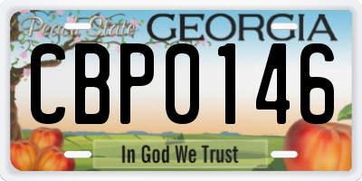 GA license plate CBP0146