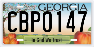 GA license plate CBP0147