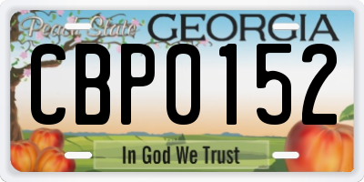 GA license plate CBP0152