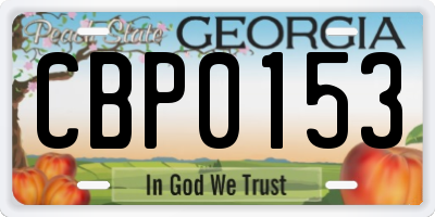 GA license plate CBP0153