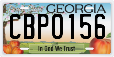 GA license plate CBP0156