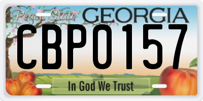 GA license plate CBP0157